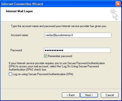 E-mail setup OUTLOOK EXPRESS 6